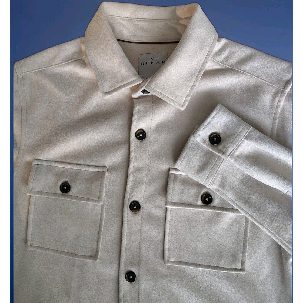 Ike Behar New York Men's M Faux Suede Jacket Cream Stone Water Repellent Shacket